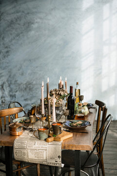 Table is served in rustic style.