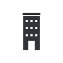 Building glyph icon. Simple solid style. Office, modern urban skyscraper, apartment, business, green home, house concept. Vector illustration isolated on white background. EPS 10.