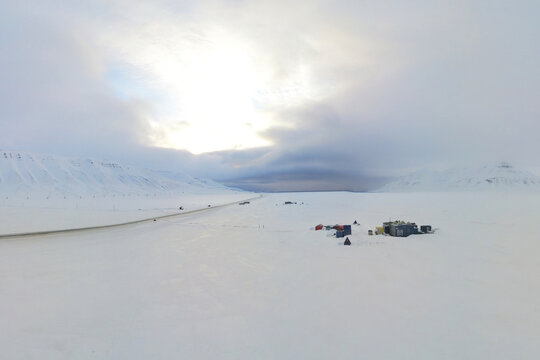 Carbon Capture Storage - Abandoned Arctic Climate Change Research Site - Aerial Drone