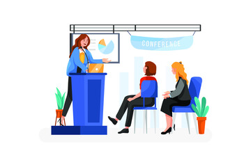 Business Conference Vector Illustration concept. Flat illustration isolated on white background.