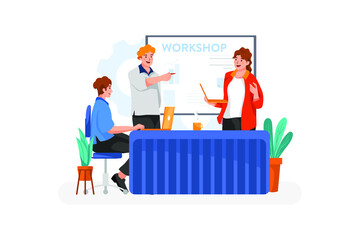 Business Workshop Vector Illustration concept. Flat illustration isolated on white background.