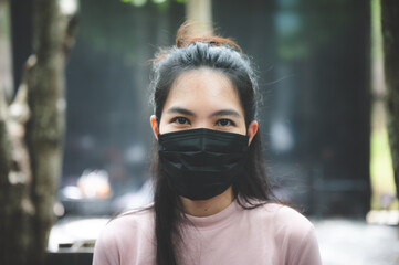 business worker with surgical face mask, coronavirus COVID-19 protection concept, new normal lifestyle to wearing mask full-time and have social distancing isolation, flu disease epidemic protect