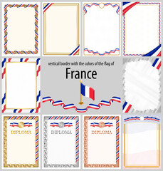 Vertical frame and border with France flag