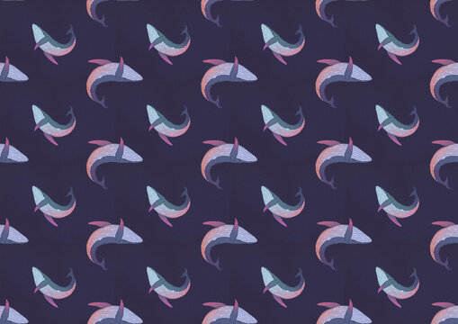 Whale Seamless Pattern Illustration