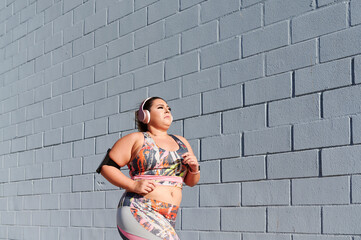 Full-figured woman out for a run