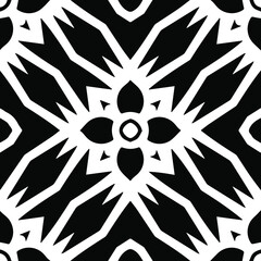  Geometric vector pattern with triangular elements. Seamless abstract ornament for wallpapers and backgrounds. Black and white patterns.
