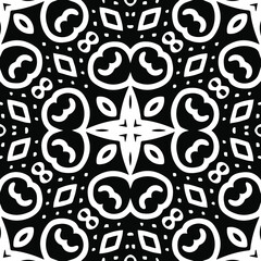 Geometric vector pattern with triangular elements. Seamless abstract ornament for wallpapers and backgrounds. Black and white patterns.
