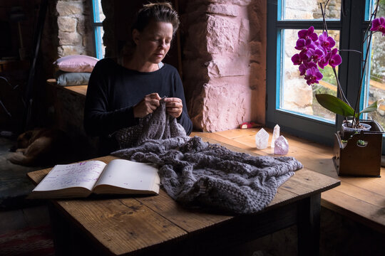 Woman Knitting