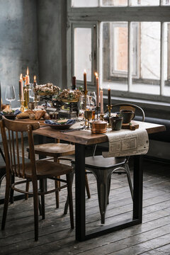 Table is served in rustic style.