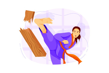 Karate fighter - Sport Vector Illustration concept. Flat illustration isolated on white background.