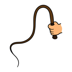 Cartoon Hand Holding Whip Illustration