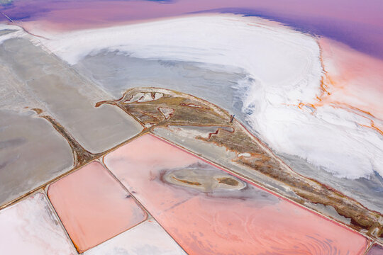 Picturesque pink lake in summer