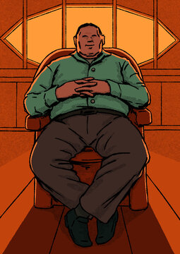 Big Man Sitting On Armchair Illustration
