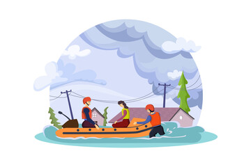Natural disaster concept. Vehicle transport consequences natural disaster, breeze gust