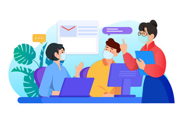 People wearing mask at the office