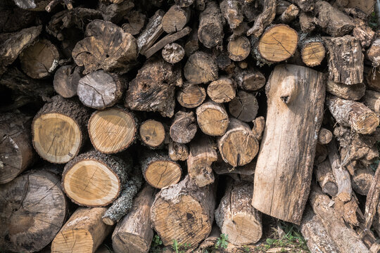 wood logs stacked for heating