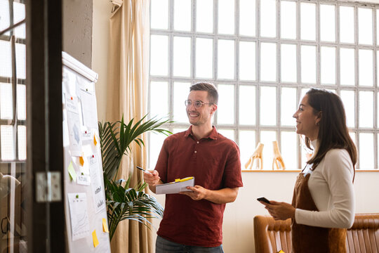 Young business people preparing a presentation in the office