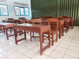 chairs and tables in the classroom