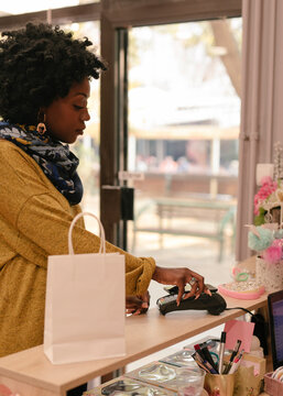 Portrait Of A African American Woman During A Shopping Day