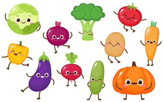 Cute cartoon vegetable collection vector