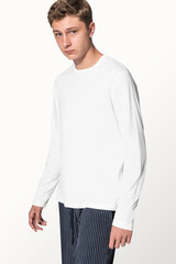 Teenage boy in white sweater winter apparel portrait