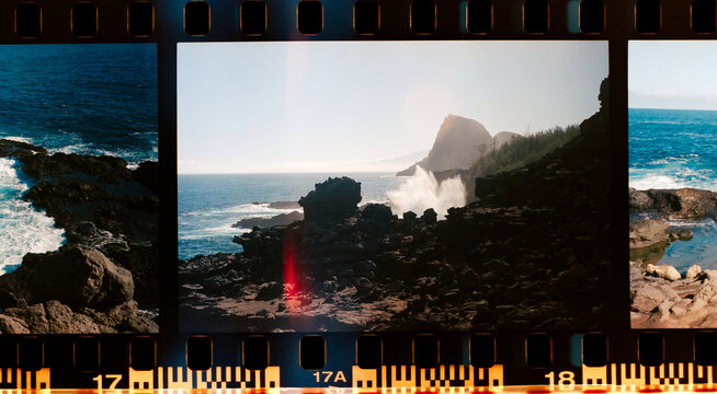 Ocean wave crashing on shore in Maui