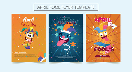 Set Of April Fools Day Flyer Template. vector graphic of April fools day. poster, flyer, greeting card, banner, promotion, marketing.