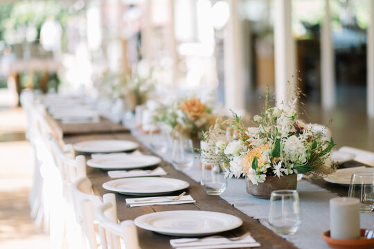 Beautiful table Setup For An Outdoor Rustic Wedding