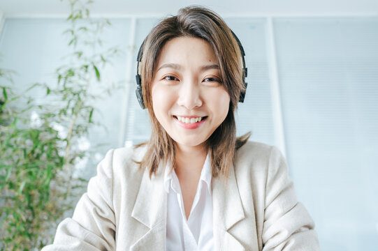 modern businesswoman doing a video call