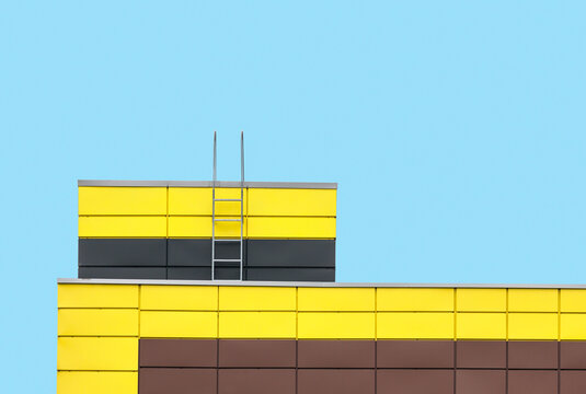 Abstract industrial architecture on blue background