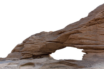 Cliff stone located part of the mountain rock isolated on white background.Clipping path.