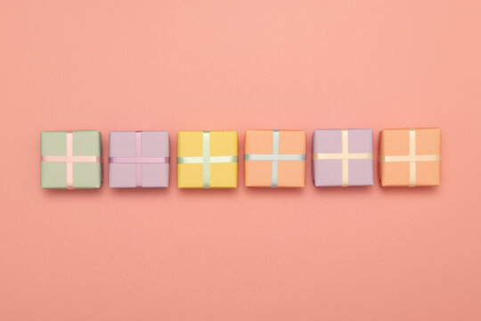 Pastel presents in a row