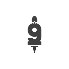 Number 9 candle vector icon