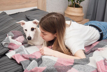 Portrait girl with pet.