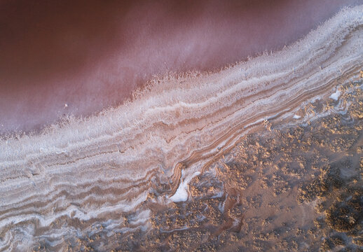 Colorful abstract background of pink salt lake