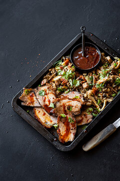 Peruvian Pork Chicharron with chaufa rice