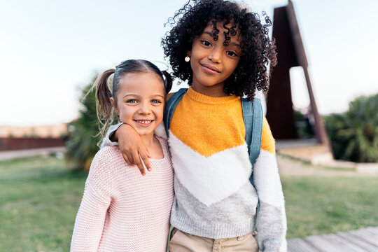 Happy Afro Little Girl and Friend