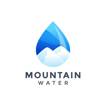 water mountain logo design vector illustration