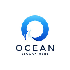 creative ocean wave logo design vector illustration © kafian