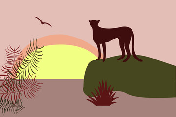 African theme. Summer african travel pattern background. Trendy vector illustration for t-shirt design, for travel agency advertising, for souvenir shop labels etc