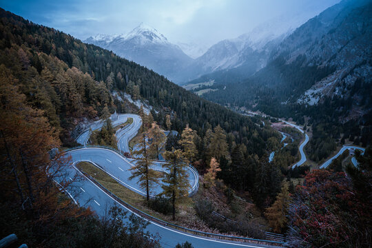 Maloja Switzerland mountain pass road