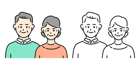 シニア夫婦かわいいカップルのベクターイラスト素材