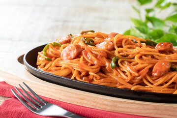 鉄板ナポリタンのアップ