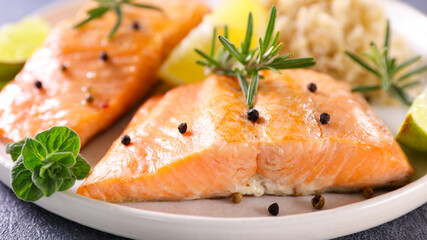 roasted fish fillet with rice