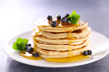 stack of pancake with blueberries