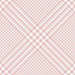 Plaid pattern herringbone glen in pastel pink and white. Seamless light large diagonal textured tartan check plaid background for skirt, blanket, other modern spring summer fashion textile print.