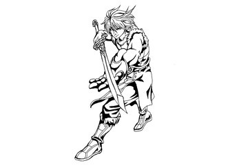 ファンタジーの戦士の塗り絵