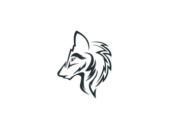 Wolf head silhouette vector on a white background