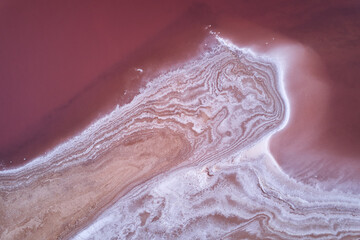 Colorful abstract background of pink salt lake