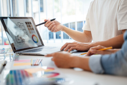 Diversity creative startup brainstorming with new project ideas plan..